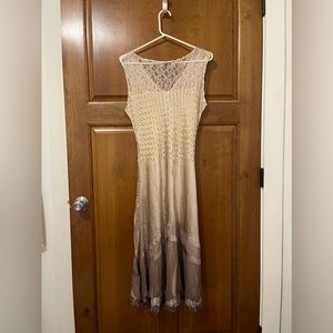 Beaded Tiered Dress Wedding Mother of the Bride Event Satin Midi